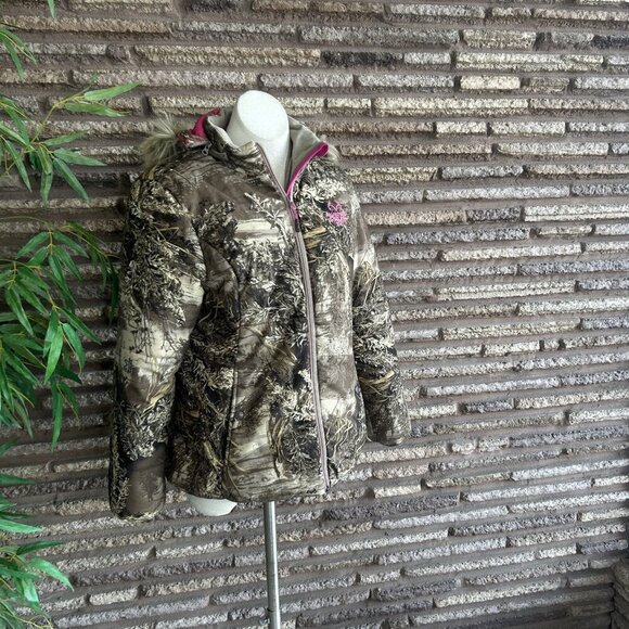 Realtree Camo Max-1 XT Full Zip Jacket Removable Faux Fur Trim Hood Size Large - Picture 8 of 10